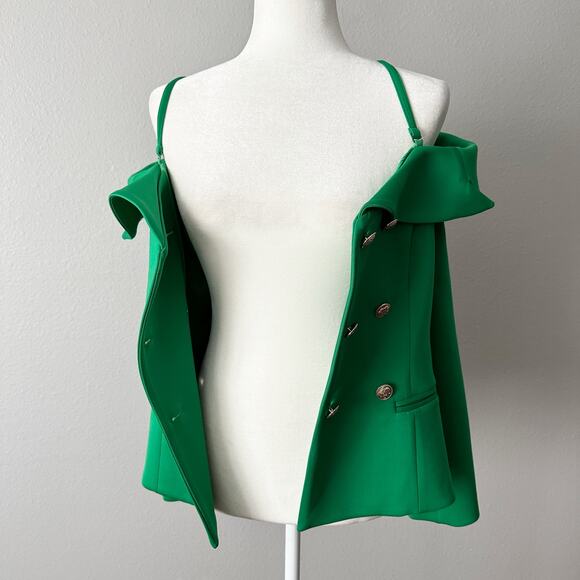 Boston Proper Off The Shoulder Scuba Double Breasted Blazer Top Women’s Size 6 - Picture 9 of 16